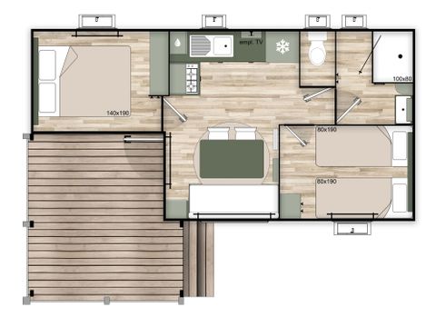 Mobilheim 4 Personen - COTTAGE PRIVILEGE - Blick auf das Afrikanische Reservat