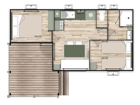Stacaravan 4 personen - COTTAGE PRIVILEGE - Uitzicht op het Afrikaanse reservaat