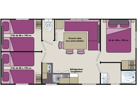 Stacaravan 6 personen - Lounge Plus - 3 slaapkamers
