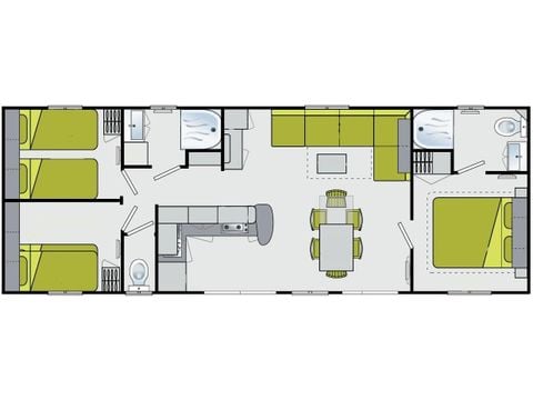 Stacaravan 8 personen - Premium - 3 slaapkamers