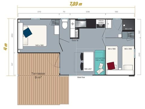 Stacaravan 6 personen - Loggia - 2 slaapkamers