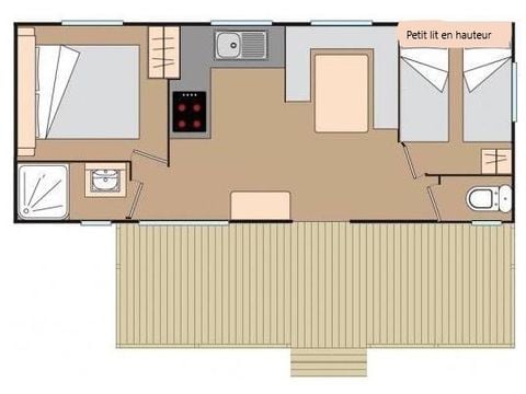 Mobilheim 5 Personen - Myrtil – 5 Personen (4 Erwachsene + 1 Kind unter 9 Jahren, Hochbett) – 2 Schlafzimmer