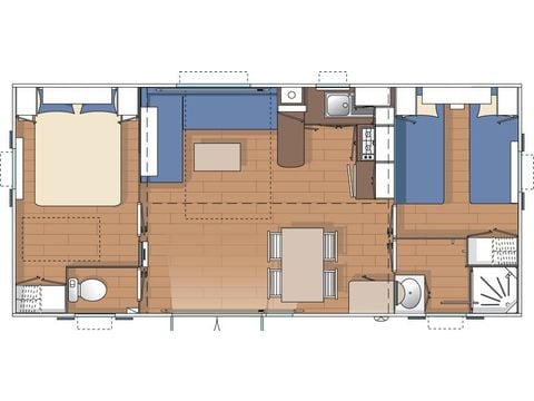 Mobile home 6 persons - 'Baby Special' package – serves 6 – 2 bedrooms – includes a cot, a pushchair and a high chair