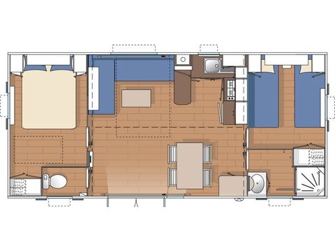 Stacaravan 6 personen - Agaric 'Special Baby' - 6 personen - 2 slaapkamers 'Babybedje, wandelwagen en stoelverhoger'
