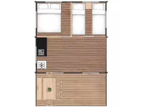 BUNGALOW DE LONA 5 personas - Bungalow Toilé Luxe 3 Pièces 5 Personnes Sans Sanitaire