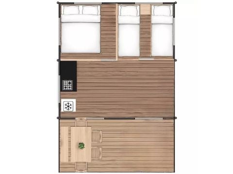 BUNGALOW TOILÉ 5 personnes - Bungalow Toilé Luxe 3 Pièces 5 Personnes Sans Sanitaire