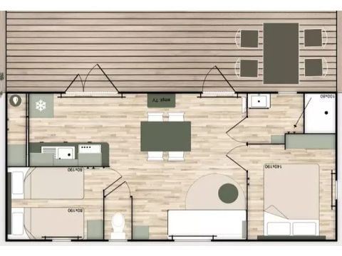 Stacaravan 4 personen - Stacaravan Terracotta 3 Kamers 4 Personen + TV