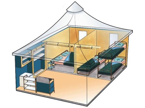 Glamping tent 5 persons - Bengali without sanitary facilities