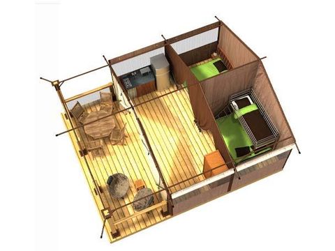 Canvas and wooden tent 5 persons - LODGE KENYA (WITHOUT SANITARY FACILITIES)