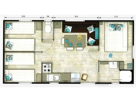 Mobile home 6 persons - Bermudes - 31 m² – - 3 bedrooms - – sleeps 6 – air conditioning