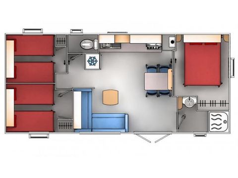 Stacaravan 7 personen - 3 slaapkamers