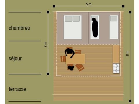 CANVAS AND WOOD TENT 4 people - Lodge Nature - Without sanitary facilities