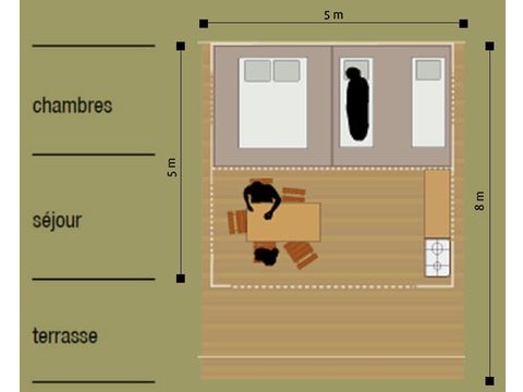 Canvas and wooden tent 4 persons - Lodge Nature - Without sanitary facilities