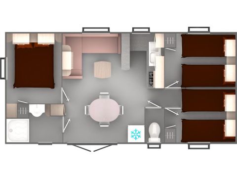 MOBILHEIM 6 Personen - Cottage DORDOGNE TRIBU - 3 Zimmer mit überdachter Terrasse 18m².