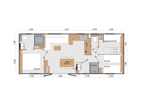 Mobile home 6 persons - Cottage Terrasses du causse - 3 bedrooms - 2 bathrooms