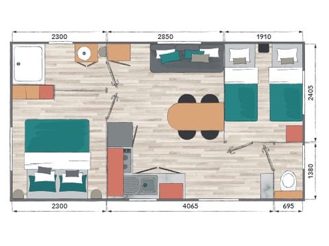 MOBILE HOME 4 people - Privilège 2bed - TV - 27m²- sea view