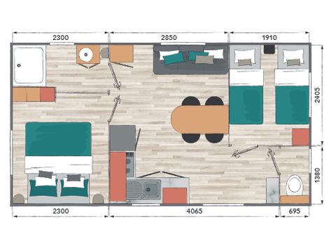 Mobile home 4 persons - Privilège 2bed - TV - 27m²- sea view
