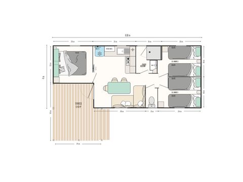 Mobilheim 6 personen - Prestige+ 3 Schlafzimmer 6 Pers - 31 m²