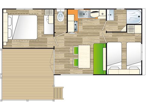 Stacaravan 4 personen - Ciela Confort Compact - 2 slaapkamers
