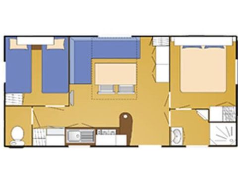 BUNGALOW 5 personnes - Mobil home Confort 27m² - 2 chambres + terrasse semi-couverte + TV 2/5 pers