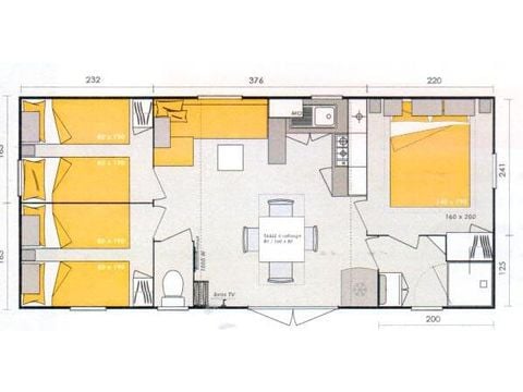 MOBILE HOME 6 people - Homeflower Premium 31m² - 3 bedrooms + semi-covered terrace + dishwasher + TV 6 pers
