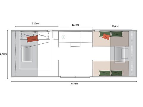 BUNGALOW TOILÉ 4 personnes - CocoSweet (sans sanitaires) - Cube de chauffage réversible