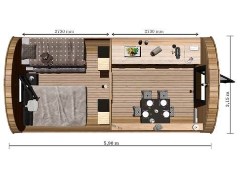 HÉBERGEMENT INSOLITE 4 personnes - Tonneau Les Costières  (sans sanitaires) (1ch - 1/4pers)