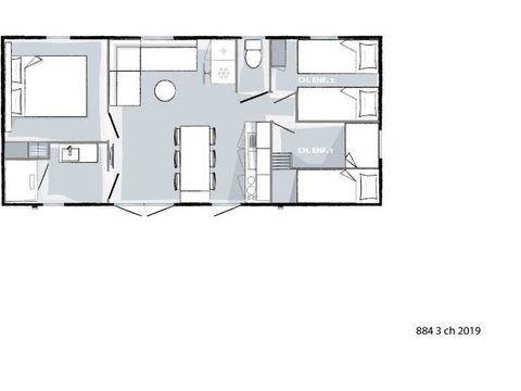 MOBILE HOME 6 people - Mobile-home LAURIER ROSE Premium (3 bedrooms) 33m2 - covered terrace 19m2+ LV + TV + Air-conditioning 1/7 pers