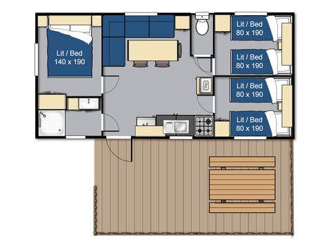 Mobilheim 6 personen - FAMILIE mit Überdachter Terrasse