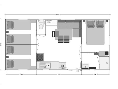 MOBILHOME 6 personas - Cabaña 6 Plazas 3 Habitaciones (TV LV CLIM)