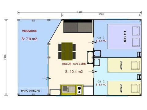 Tente en toile et en bois 4 personnes - Confort 3 Pièces 4 Personnes Sans Sanitaires