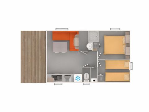 MOBILHOME 4 personas - Cottage Premium 32m² (2bed) + Terraza cubierta + aire acondicionado + LV + TV + lino 4 pers