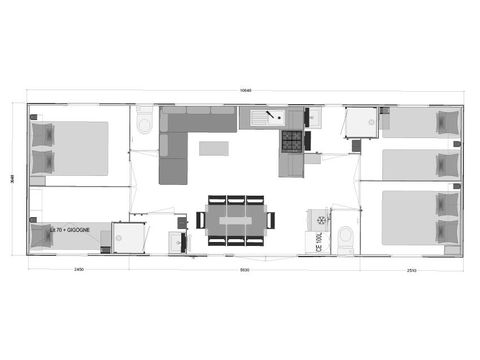 CASA MOBILE 8 persone - Cottage Premium 40m² (4 camere da letto) - 2 bagni + 2 WC + aria condizionata + LV + terrazza coperta + biancheria per la casa per 8 persone