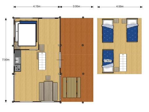 BUNGALOW TOILÉ 5 personnes - Tente Lodge