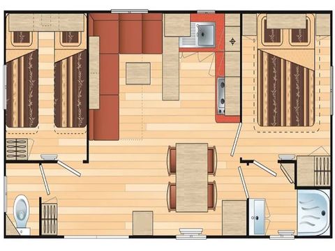 Mobilhome 4 personnes - Mandarin Standard 28m² (2 chambres) + Terrasse 4 pers.