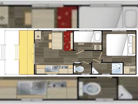 Accommodatie 4 personen - Roulotte Standard 20m² (2 kamers) - tuinmeubilair voor 4 personen.