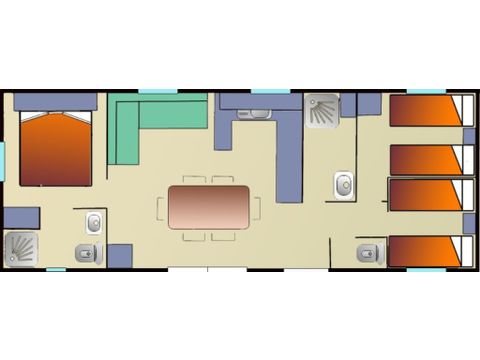 Mobilhome 7 personnes - Sunêlia Prestige 40m² - 6-7pl - 3 chambres
