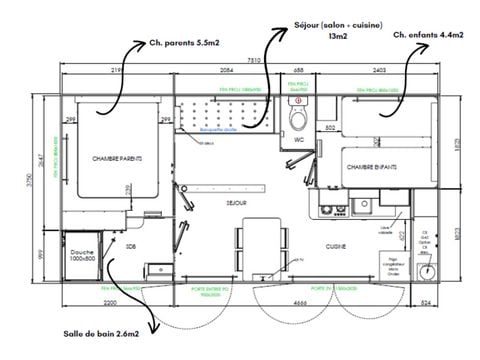MOBILE HOME 4 people - Homeflower Premium 29m² (2 bedrooms)