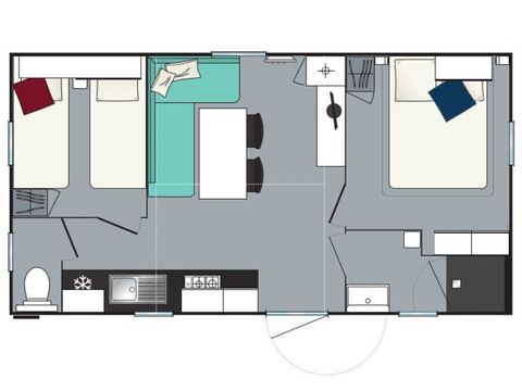 MOBILE HOME 6 people - Evasion 6 persons 2 bedrooms 28m², 2 bathrooms