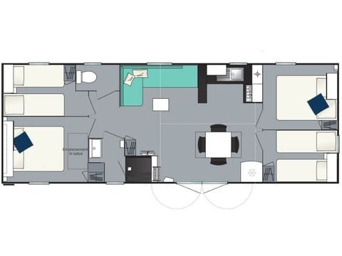 Mobilhome 8 personnes - Confort+ - 4 chambres - 37m²