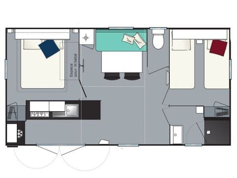 Mobilhome 6 personnes - Évasion+ - 2 chambres - 28m²