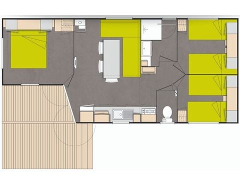 Mobilhome 6 personnes - Confort+ - 3 chambres - 37m²