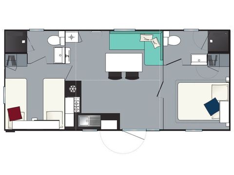 CASA MOBILE 6 persone - Casa mobile Evasion+ 6 persone 2 camere da letto 31m² - casa mobile per 6 persone