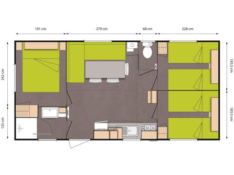 MOBILHOME 6 personas - MH3 29 m² (29 m²)