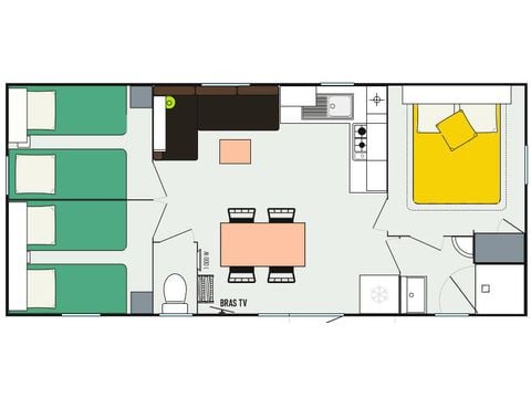 Mobilheim 6 Personen - 4 Zimmer 6 Personen + TV