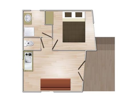 CHALET 2 personen - Confort 20 m² (1 slaapkamer)