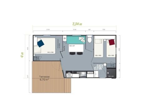 Mobilheim 4 Personen - Mobil Home Loggia (neu 2020)
