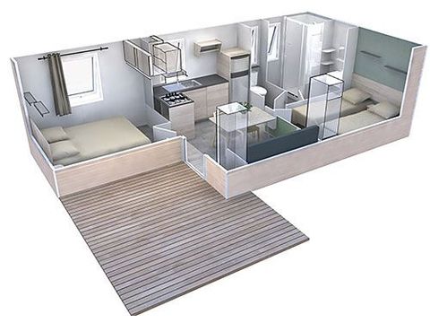 Mobile home 5 persons - Premium air-conditioned lodge