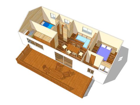Stacaravan 6 personen - Mobile-home | Comfort XL | 2 slaapkamers | 4/6 pers. | Verhoogd terras | Airconditioning