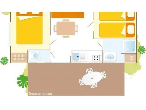 Mobile home 4 persons - Classic | 2 Bedrooms | 4 Pers. | Raised terrace | Air-con.